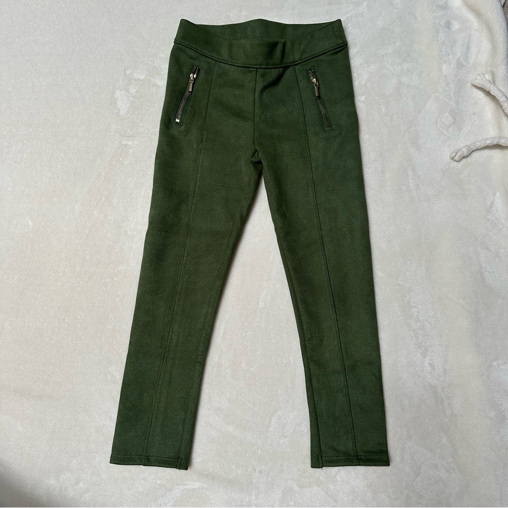 Janie and Jack Forest Green Leggings with Zipper Accents